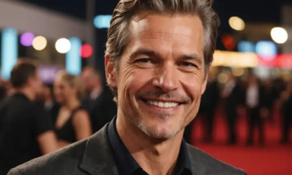 Henry Olyphant at a red carpet event, smiling