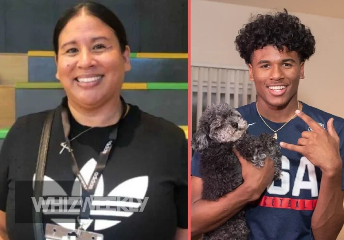 Bree Purganan, mother of NBA player Jalen Green, smiling proudly at a basketball game.