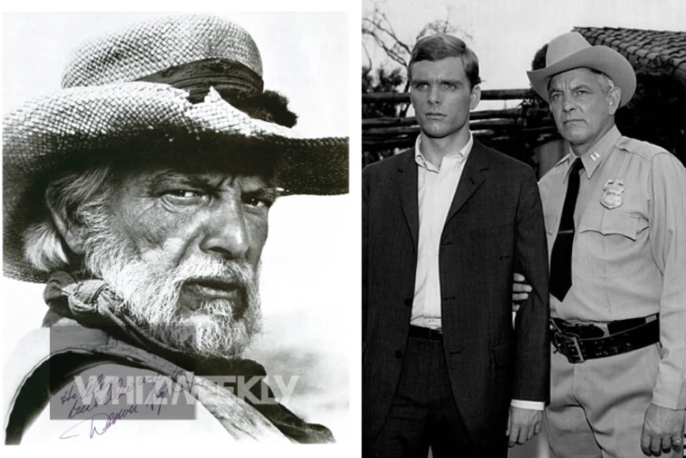 Denver Pyle as Uncle Jesse in The Dukes of Hazzard, showcasing his iconic white beard and red cap.