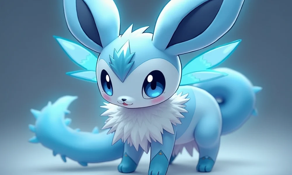 Miette's Shiny Sylveon and Shiny Sylveon Pokemon Sword: A rare blue Fairy-type Pokemon with ribbons and bows.