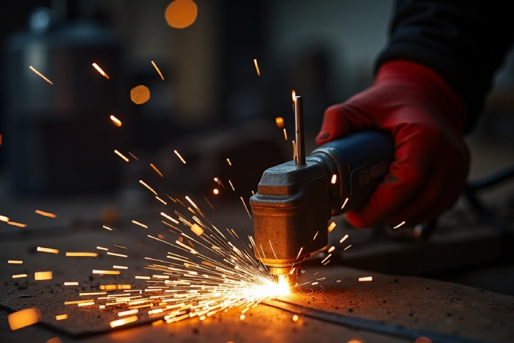 Tig Pulsado Bull Welder​​ in action, showcasing precision welding on thin metal sheets.