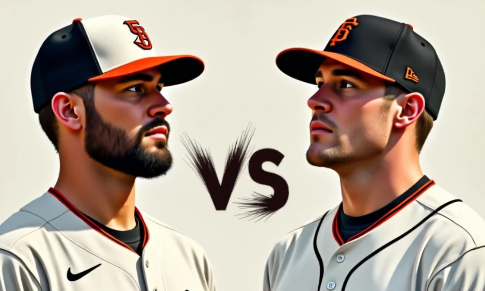 Baltimore Orioles vs San Francisco Giants with between them, symbolizing an intense head-to-head matchup.