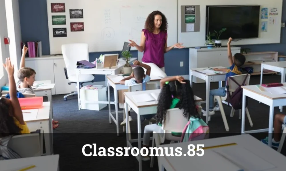 Classroomus.85: Revolutionary Breakthrough in Education 2025 Classroomus.85 smart classroom technology with students using interactive 85-inch touchscreen for personalized AI-driven learning activities.