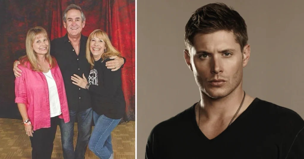 Donna Joan Shaffer-Ackles posing with family members in casual attire at an indoor gathering.