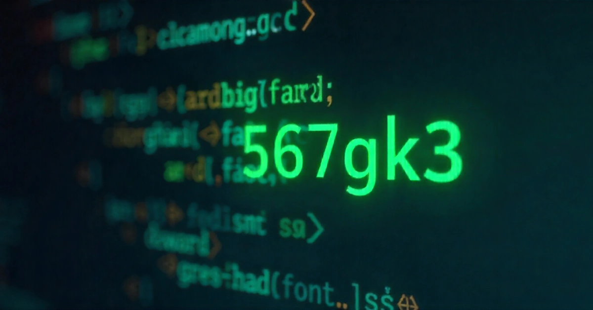 567gk3 alphanumeric identifier code example showing six character digital system format with three digits and three letters
