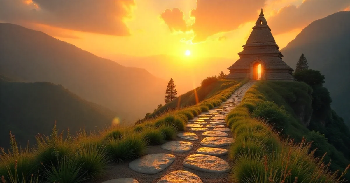 Person practicing antarvacna meditation for inner wisdom and personal transformation in peaceful setting