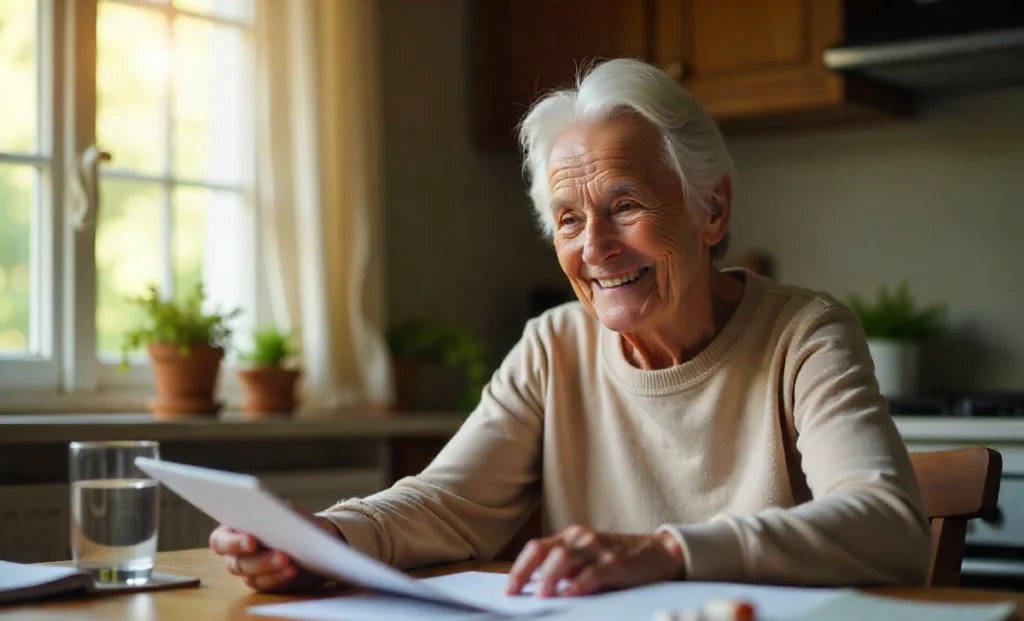 Senior adult using Sagerne method for better health decisions and wellness planning at home