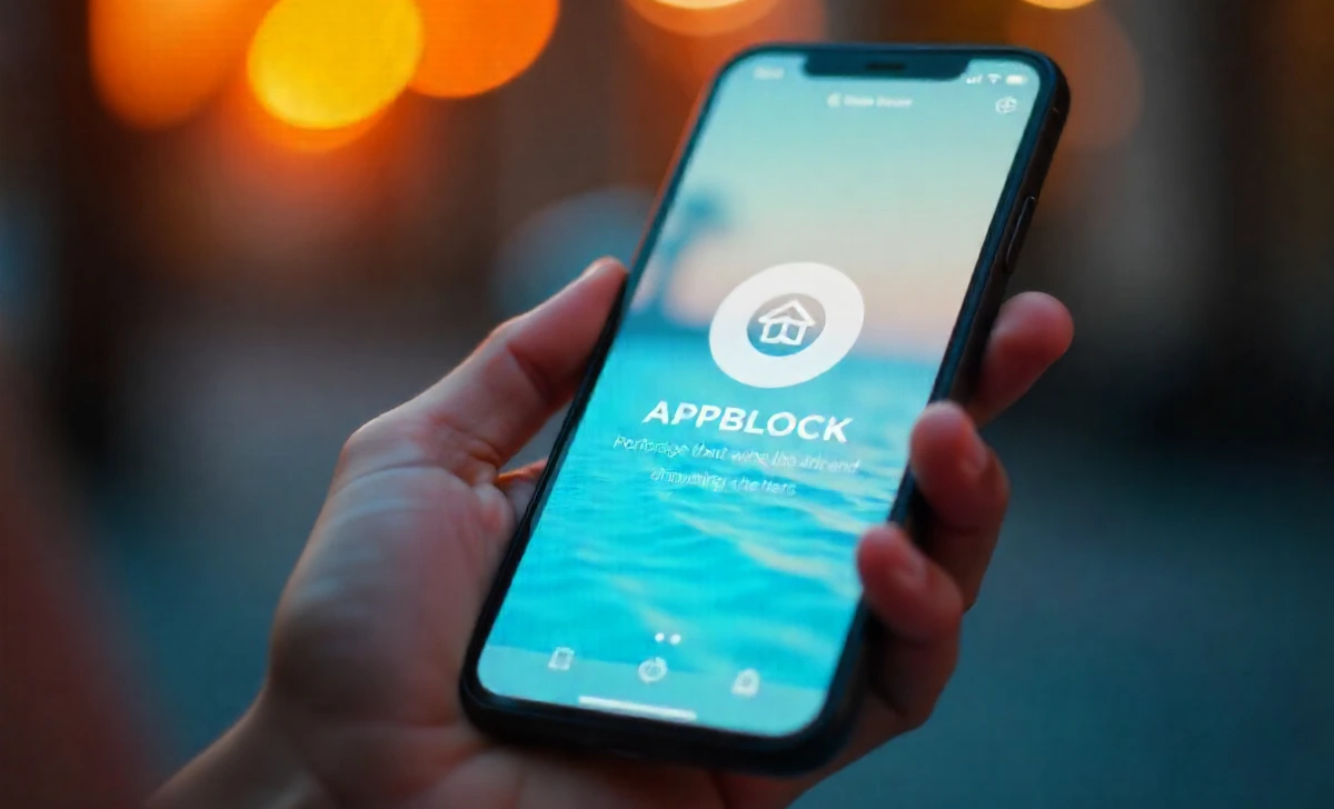 Android phone showing AppBlock interface with content://cz.mobilesoft.appblock.fileprovider/cache/blank.html solution guide