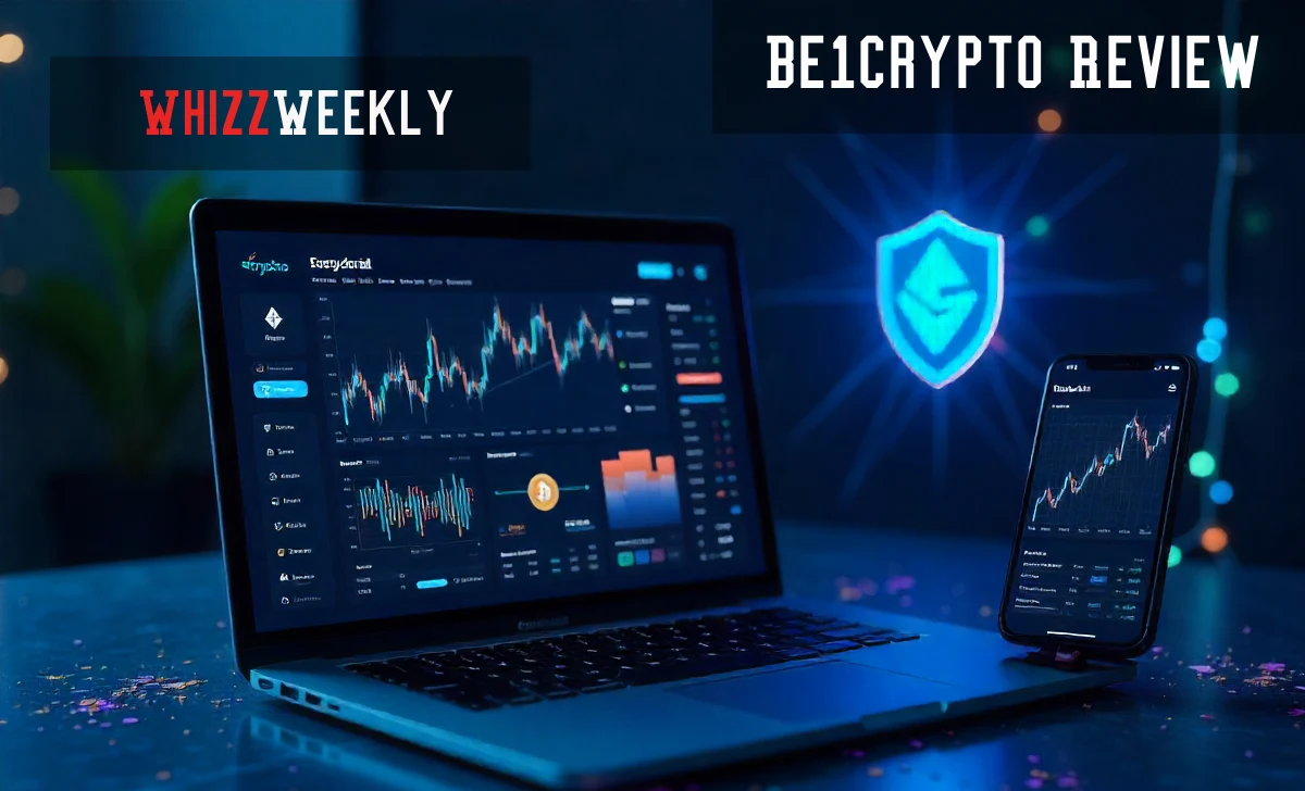 Be1crypto Review 2025 – crypto trading dashboard with Bitcoin, Ethereum icons, and secure blockchain network design.