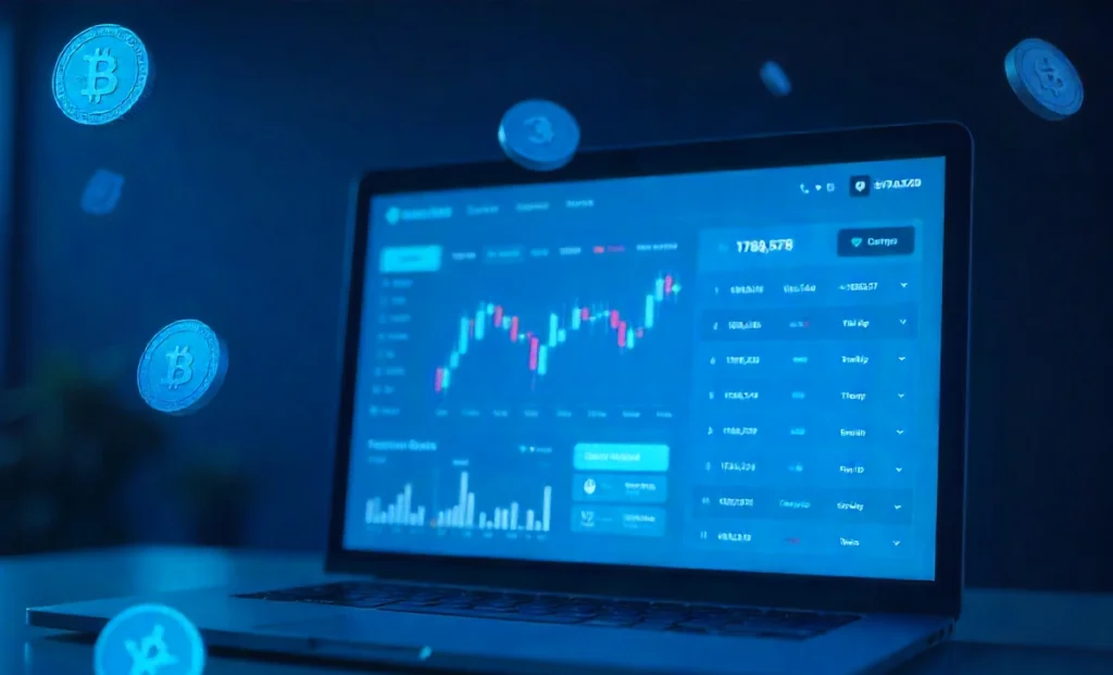 BeMyExchange cryptocurrency platform dashboard with trading interface, security features and educational resources