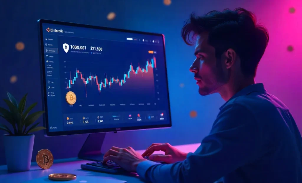 Crypings com cryptocurrency trading platform dashboard showing secure crypto exchange interface with charts and coins