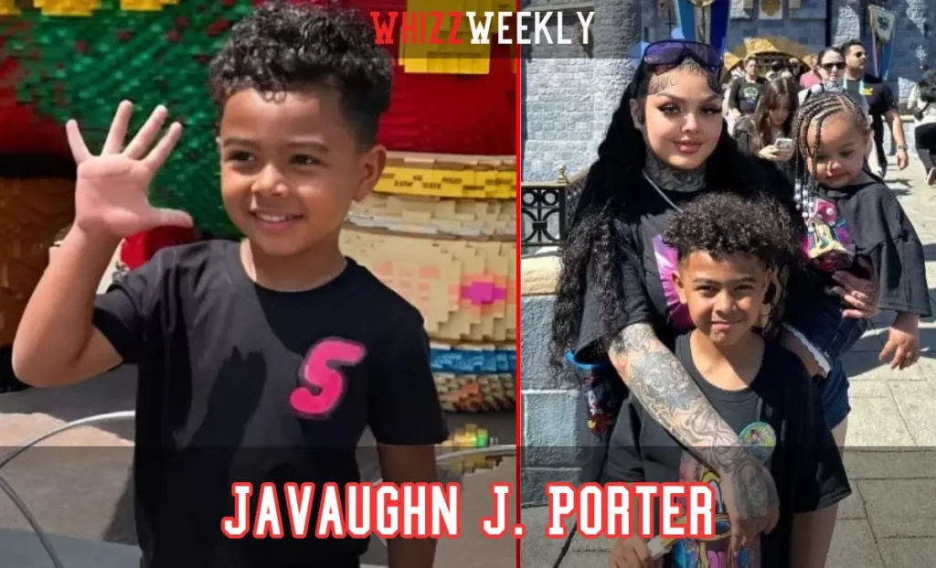 Javaughn J. Porter young celebrity child with rapper father Blueface and mother Jaidyn Alexis in family portrait