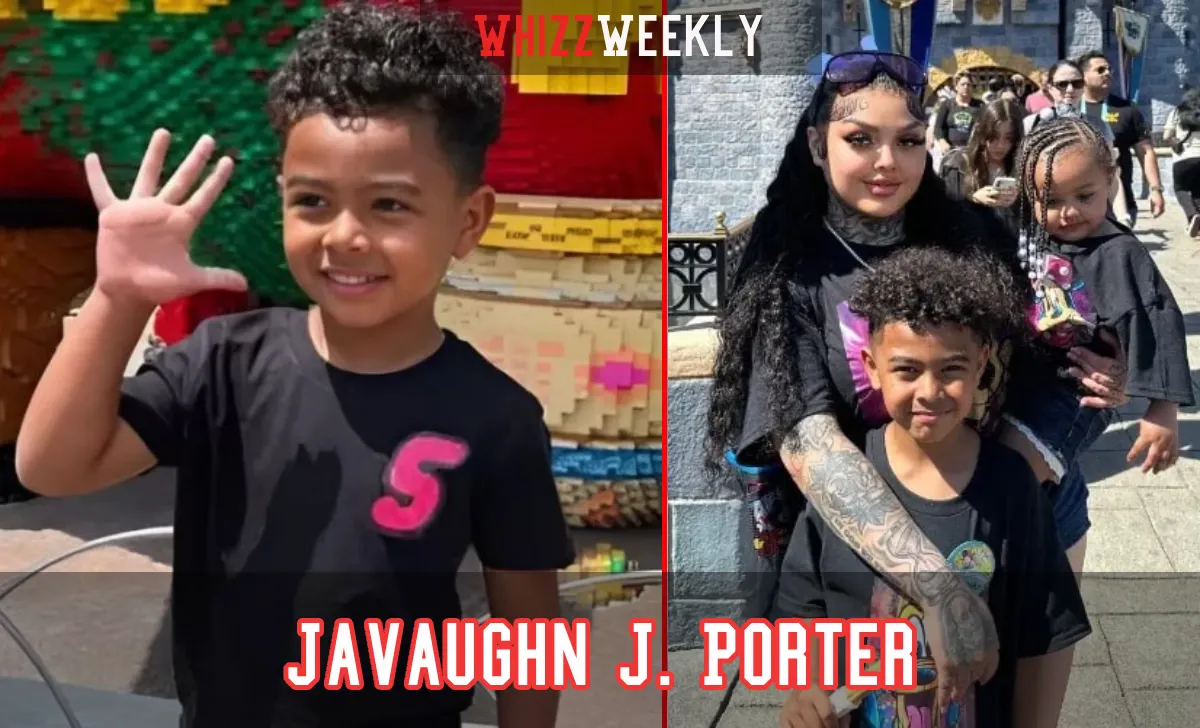 Javaughn J. Porter young celebrity child with rapper father Blueface and mother Jaidyn Alexis in family portrait
