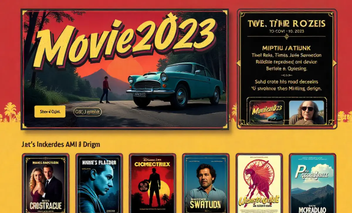 Movieda2023.com homepage showing movie interface with search bar, categories, and featured films for streaming entertainment.