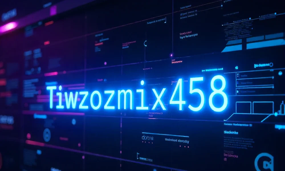 Tiwzozmix458 alphanumeric code on screen representing viral digital identifier and AI automation potential in tech communities