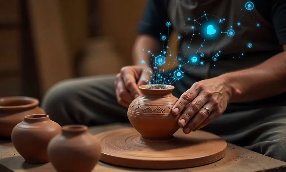 Uncuymaza: Exploring the Cultural Legacy, Artistry, and Digital Innovation in 2025 Traditional Uncuymaza pottery craftsman shaping clay with digital innovation elements in cultural heritage setting