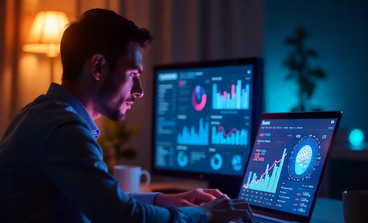 Xlecz platform dashboard showing real-time data analytics, AI automation tools and cross-device business intelligence