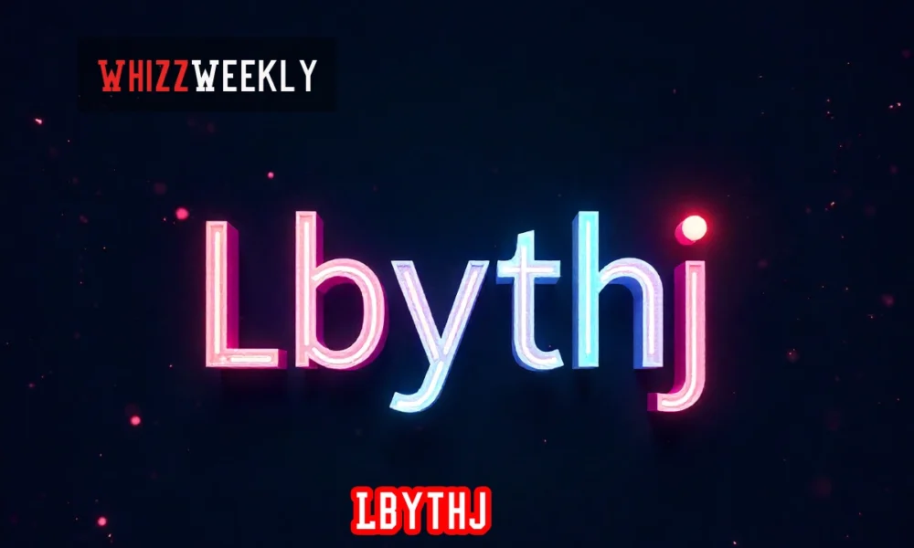 Abstract digital network representing Lbythj concept with glowing nodes and connections on dark tech background