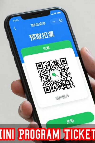 WeChat Mini Program ticketing events interface showing QR code validation and mobile payment processing for event entry