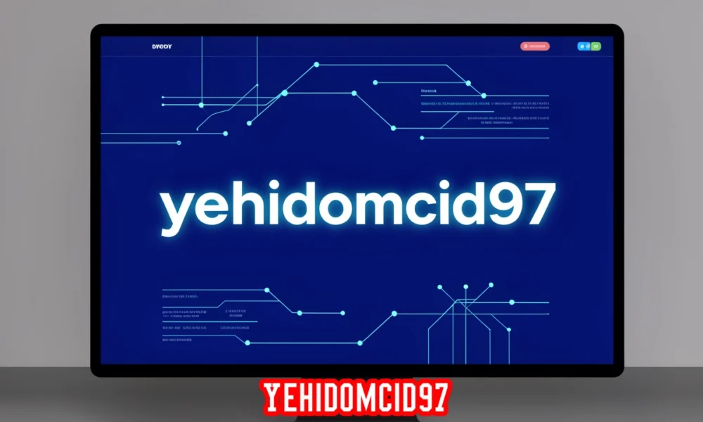 Yehidomcid97 system identifier displayed on computer screen with glowing code and network connections for web tracking