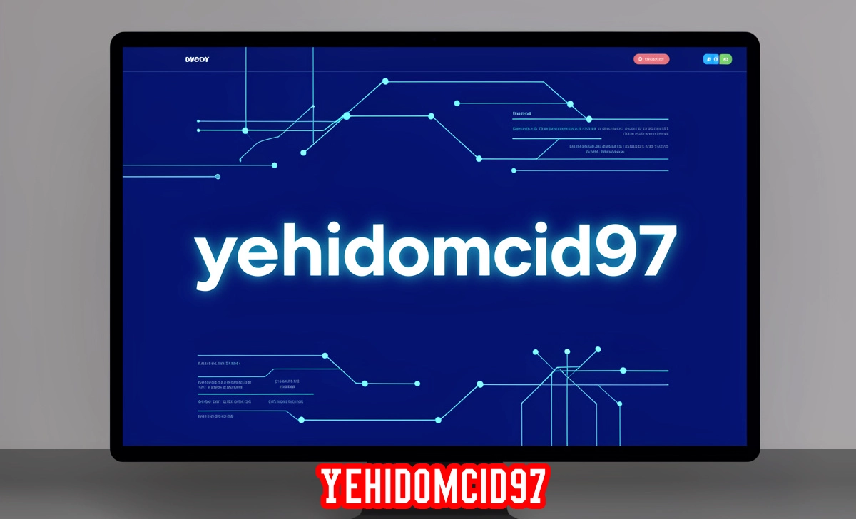 Yehidomcid97 system identifier displayed on computer screen with glowing code and network connections for web tracking