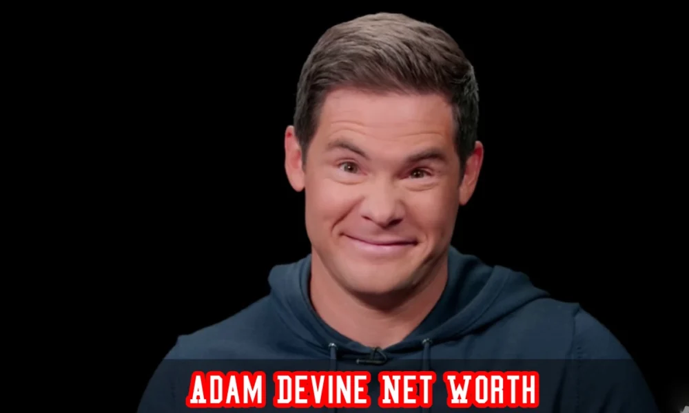 Adam Devine net worth infographic showing $8M fortune in 2026 from TV, film, and stand-up career highlights since 2011.