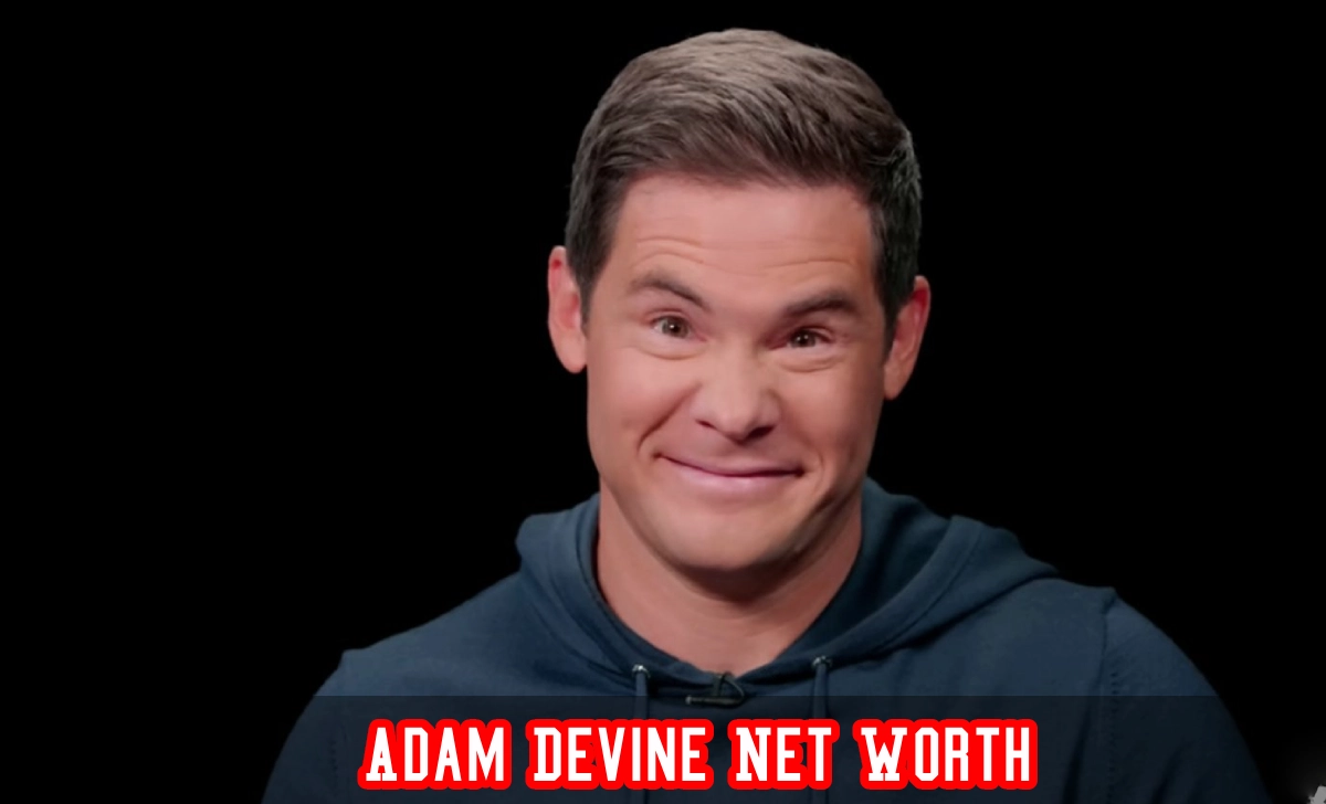 Adam Devine net worth infographic showing $8M fortune in 2026 from TV, film, and stand-up career highlights since 2011.