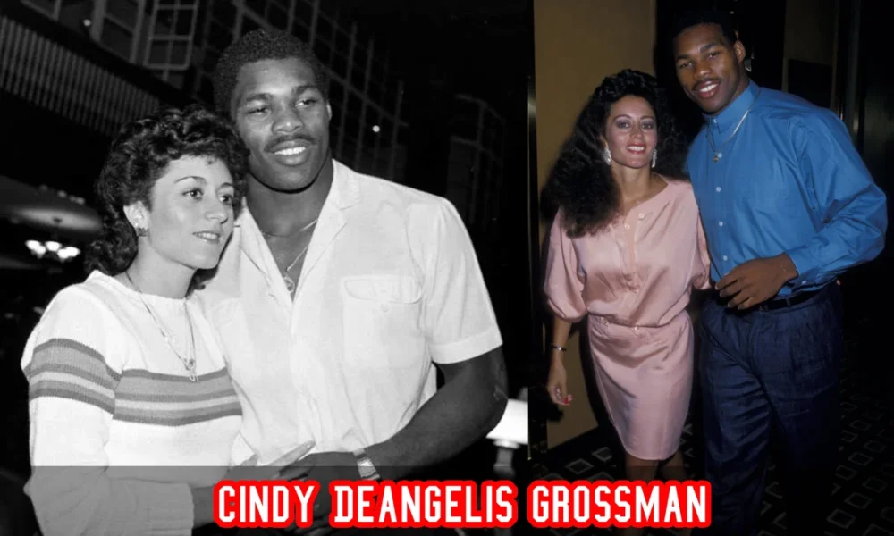 Cindy DeAngelis Grossman stands with Herschel Walker at a 1983 press conference during their marriage in New Jersey.