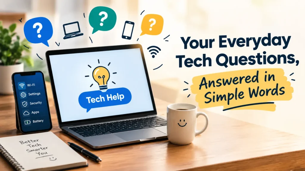 Your everyday tech questions answered in simple words, phone and laptop tech help